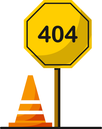 A traffic cone and a stop sign with the number 404 on it.